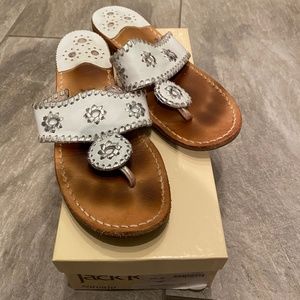 Jack Rogers White/Silver Navajo Flats Sz 8